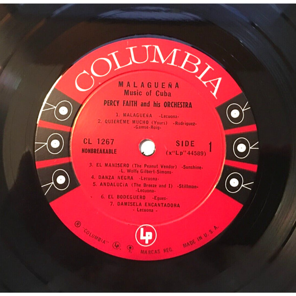 Percy Faith And His Orchestra: Malaguena Music Of Cuba LP Vinyl Columbia CL 1267 - Picture 3 of 6